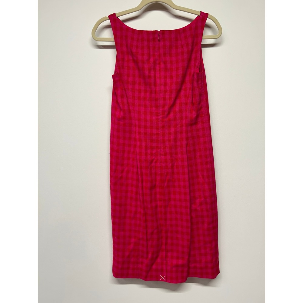 J.Crew Pink Gingham Sheath Midi Dress Preppy Old Money Coastal Size 0 NWT - Picture 3 of 4